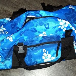 LL Bean blue rolling travel duffel bag suitcase